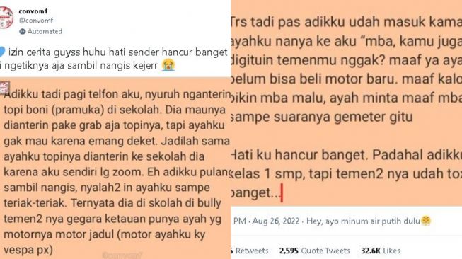 Ayah minta maaf gegara belum bisa beli sepeda motor baru. (Twitter/ convomf)