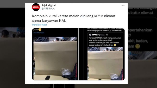 Diduga Eks Pegawai KAI, Sebut Kufur Nikmat Keluhan Penumpang Kelas Ekonomi di Twitter