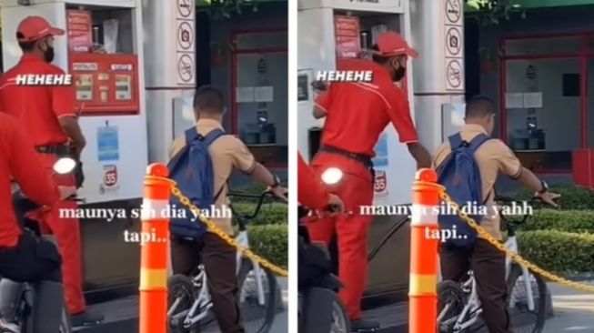 Viral Diduga Anak Berkebutuhan Khusus Antre Isi Bensin Meski Naik Sepeda, Aksi Petugas SPBU Bikin Terharu