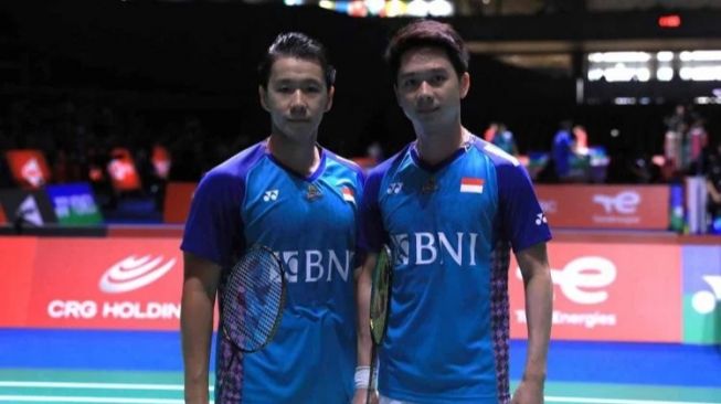 Marcus Fernaldi Gideon/Kevin Sanjaya Sukamuljo, ganda putra Indonesia dijadwalkan bertanding di hari pertama Japan Open 2022 (PBSI/Twitter @INABadminton)