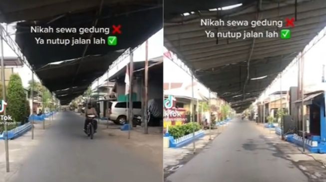 Tenda Nikahan Menutup Jalan, Warganet: Kira-kira Tamunya Berapa Banyak Ya?