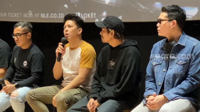 Konferensi pers konser 10 tahun NOAH berkarier, Dekade X Perience di CGV FX Sudirman, Jakarta, Selasa (30/8/2022). [Adiyoga Priyambodo/Suara.com]