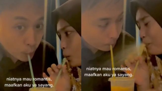 Buat Video Romantis Minum Satu Gelas Berdua, Pasangan Ini Menanggung Malu