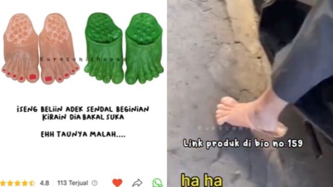 Isengin Adik Beli Sendal Unik, Pas Nyampe Bentuknya Kocak Abis