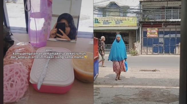 Kerja Dekat Rumah, Wanita Ini Kerap Diantar Makan Siang oleh Ibu, Anak Rantau Jadi Iri