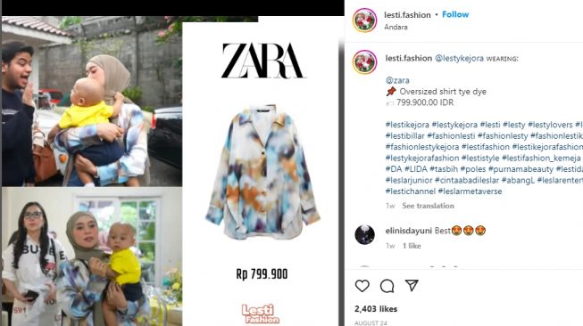  Outfit Mewah Lesti Kejora saat Momong Baby Leslar (Instagram/lesti.fashion)