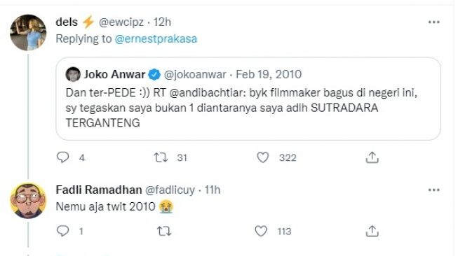 Unggahan soal sutradara terganteng [Twitter]