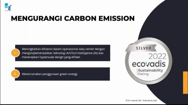 DCI Indonesia mengurangi emisi karbon. [PT DCI Indonesia]