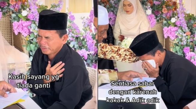 Video Seorang Ayah Menangis Sesegukan di Pernikahan Putrinya, Netizen: Beruntung Dapat Ayah