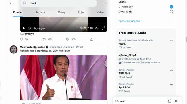 Kenaikan Harga BBM Bikin Geger, Hashtag Prank Trending di Twitter