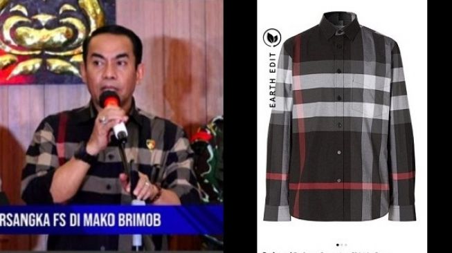 Foto kolase Brigjen Andi Rian Djajadi dan kemeja keluaran Burberry yang mendapat sorotan dari netizen. [Twitter]