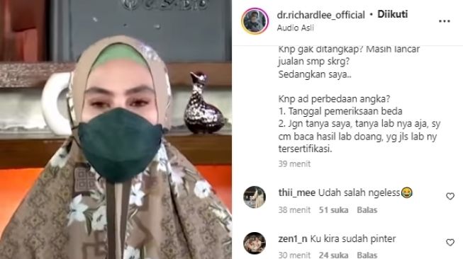 Kartika Putri di postingan Dokter Richard Lee [Instagram/@dr.richardlee_official]