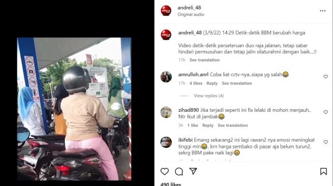 Emak-emak nyaris baku hantam di antrean SPBU (Instagram)