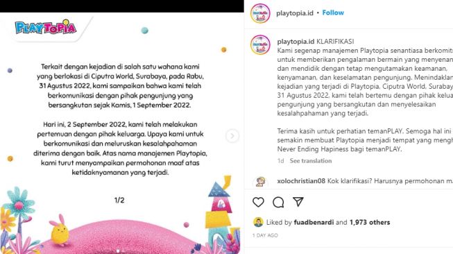 Manajemen Playtopia Meminta Maaf Terkait Pengusiran Anak dan Cucu Mensos Risma