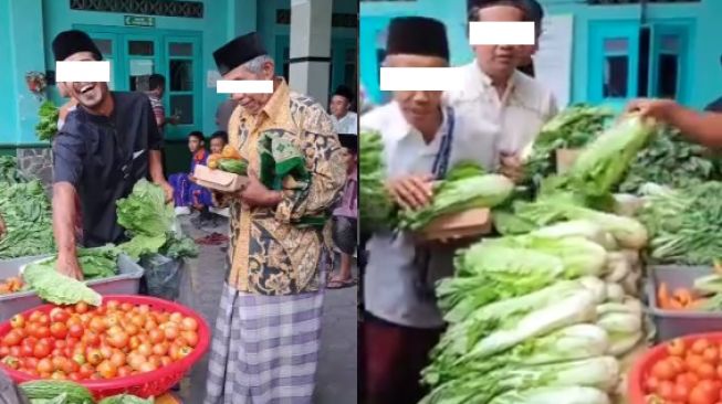 Unik! Bukan Nasi Kotak, Masjid ini Bagikan Sayur ke Bapak-bapak Usai Jumatan, Publik: Auto Disayang Istri