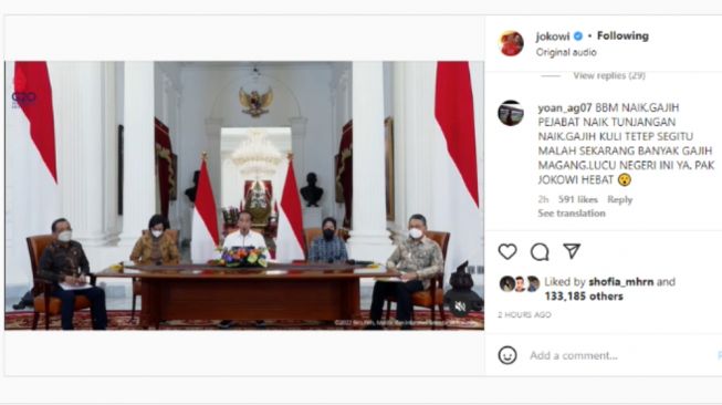 Harga BBM Naik, Warganet Serbu Instagram Jokowi: Lanjut 1.000 Periode