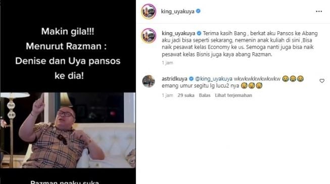 Razman Arif Nasution duga Uya Kuya pansos (Instagram)