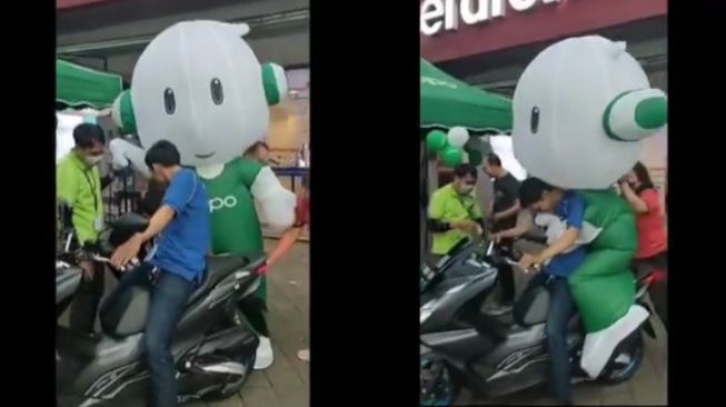 Maskot Oppo Dibonceng Naik Motor, Videonya Bikin Warganet Ikut Ngakak