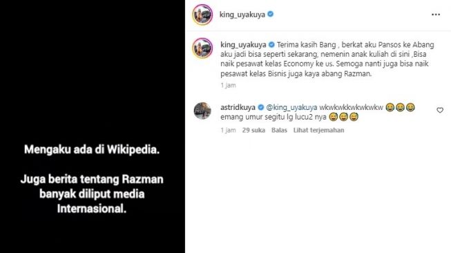 Razman Arif Nasution duga Uya Kuya pansos (Instagram)