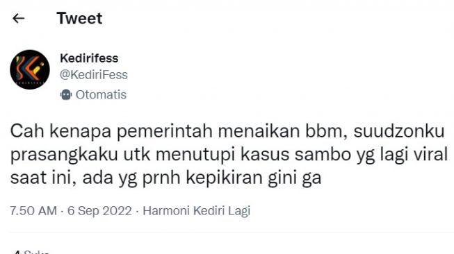 Curhatan warganet soal kenaikan harga BBM. [Twitter]