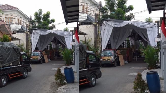 Tetangga Pasang Tenda Hajatan di Jalan Umum sampai Seminggu Lamanya, Publik: Gengsi Elit, Sewa Gedung Sulit