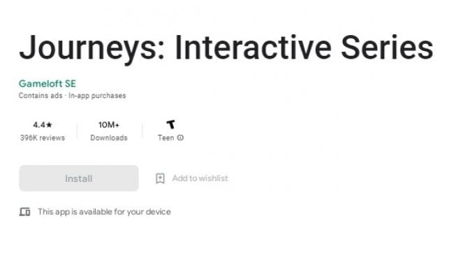 Tangkapan layar game Journeys: Interactive Series. (Screenshot / Google Play Store)