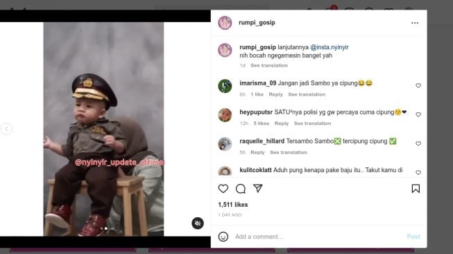 Rayyanza Cosplay Jadi Polisi, Nama Ferdy Sambo Ikut Keseret