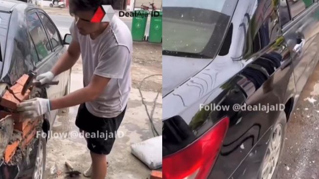 Ubah Mobil Jadi Mulus, Pria Ini Pakai Batu Bata dan Semen