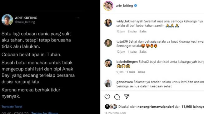 Arie Kriting dapat cobaan baru (Instagram/@arie_kriting)