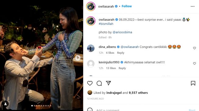 Foto: Badarawuhi Akhirnya Dilamar, Intip Potret Romantis Aulia Sarah dan Kekasihnya