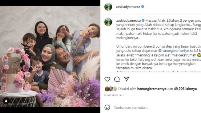 Zaskia Adya Mecca berulang tahun (Instagram)