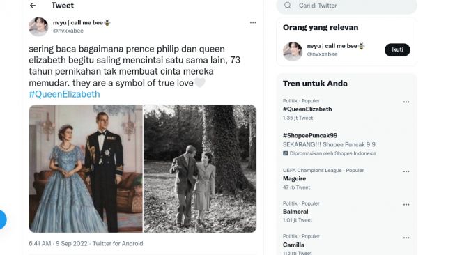 Warganet Nobatkan Kisah Cinta Ratu Elizabeth II dengan Pangeran Philip sebagai Cinta Sejati