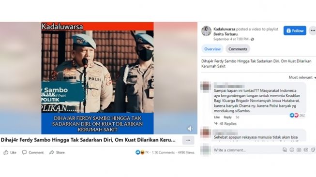 CEK FAKTA: Beredar kabar Kuat Ma'ruf dilarikan ke RS usai dihajar Ferdy Sambo, benarkah? (Facebook)