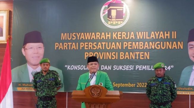 Plt Ketua Umum DPP PPP Muhamad Mardiono saat memberikan sambutan pada kegiatan Mukerwil II PPP di Tangerang, Banten, Jumat (9/9/2022). [Dok. Humas PPP]