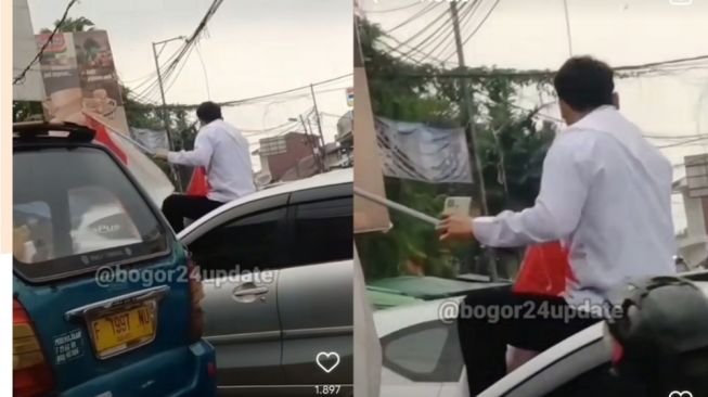 Geger Pria Duduk di Atas Mobil Teriak-teriak 'Saya Dibunuh Pemerintah'