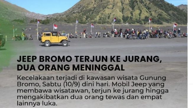 Beredar Kabar Jeep Wisata Gunung Bromo Terjun ke Jurang, 2 Orang Tewas, 4 Luka-luka