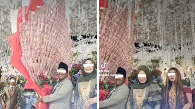 Bikin Ketar-ketir! Sultan Bawa Buket Uang Raksasa untuk Pengantin, sampai Nyaris Sentuh Langit-langit Gedung