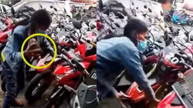 Tak Terima Ditarik Leasing, Emak-Emak Hancurkan Sepeda Motornya Sendiri