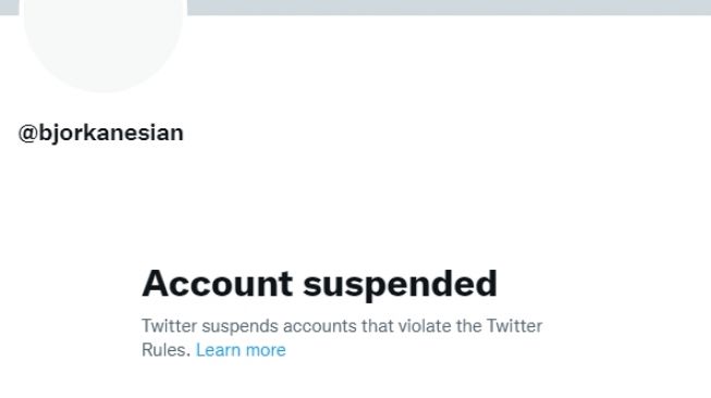 Akun Twitter Bjorka, @bjorkanesian terpantau suspended, Selasa (13/9/2022). 