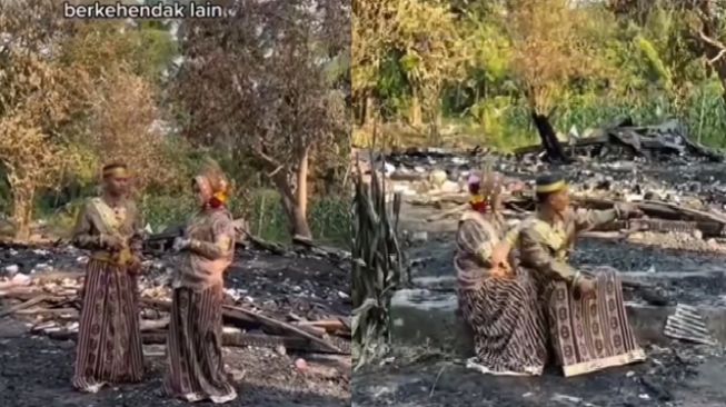 Pilu, Pasangan Pengantin Foto di Bangunan Rumah yang Kebakar Jelang Resepsi