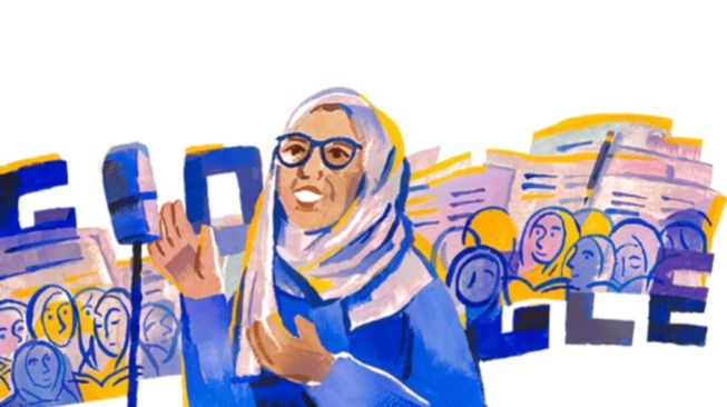 Google Doodle hari ini yang menampilkan Rasuna Said, tokoh pahlawan nasional Indonesia. [Dok.Antara]