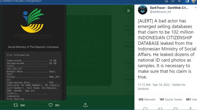 Waduh, 102 Juta Data Warga RI di Kemensos Diduga Bocor dan Dijual