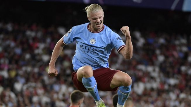 Striker Manchester City, Erling Haaland. [CRISTINA QUICLER / AFP]