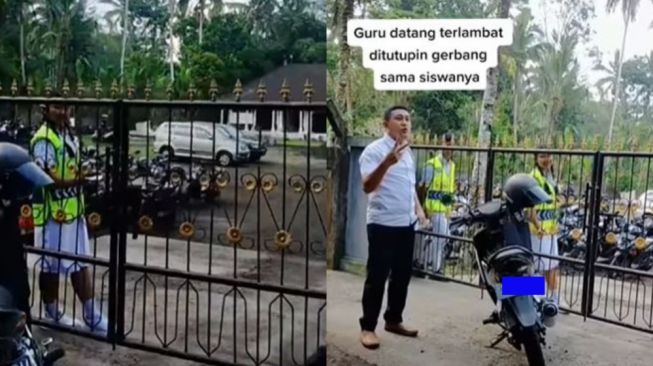 Adil! Aksi Siswa Jadi Penertib Guru Terlambat Masuk Sekolah, Gerbang Ditutup