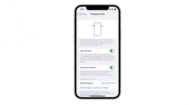 Tampilan fitur Emergency SOS di iPhone. (Apple Support)