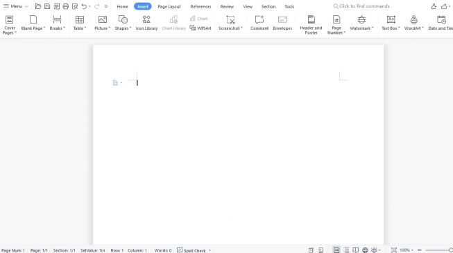 Ilustrasi menu Insert Microsoft Word. (Screenshot)