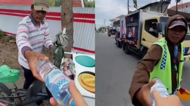 Bagikan Air Minum dan Uang di Jalan, Warganet: Saya Iri sama yang Kayak Gini