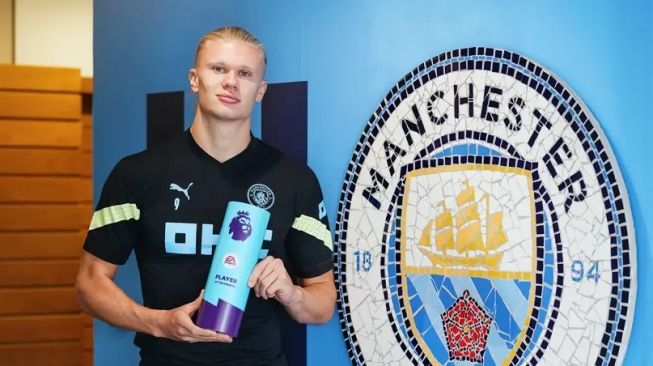 Erling Haaland terpilih sebagai pemain terbaik Liga Inggris bulan Agutus 2022. [Foto: Mancity.com]