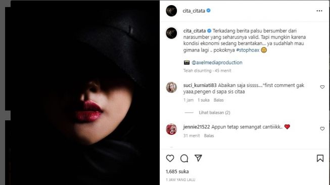 Unggahan Cita Citata (Instagram)