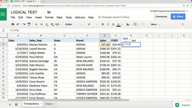 Ilustrasi rumus If Google Sheets. (YouTube / Learn Google Sheets & Excel Spreadsheets)